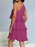 'Hesper' Layered Single Shoulder Mini Dress - Celes Fashion